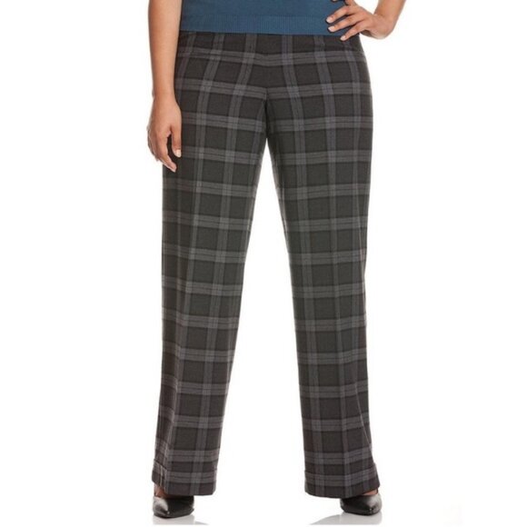 3/$25 Lane Bryant Plaid Wide Leg Dress Pant 28 Black Gray High Rise Stretch Work - Picture 1 of 7